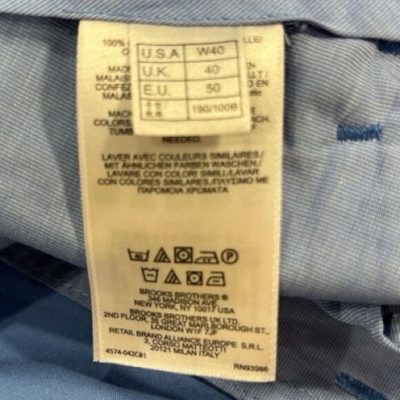 🔥 3 for $15 Brooks Brothers Size 40 Blue Flat Front Chinos Shorts - Picture 4 of 6